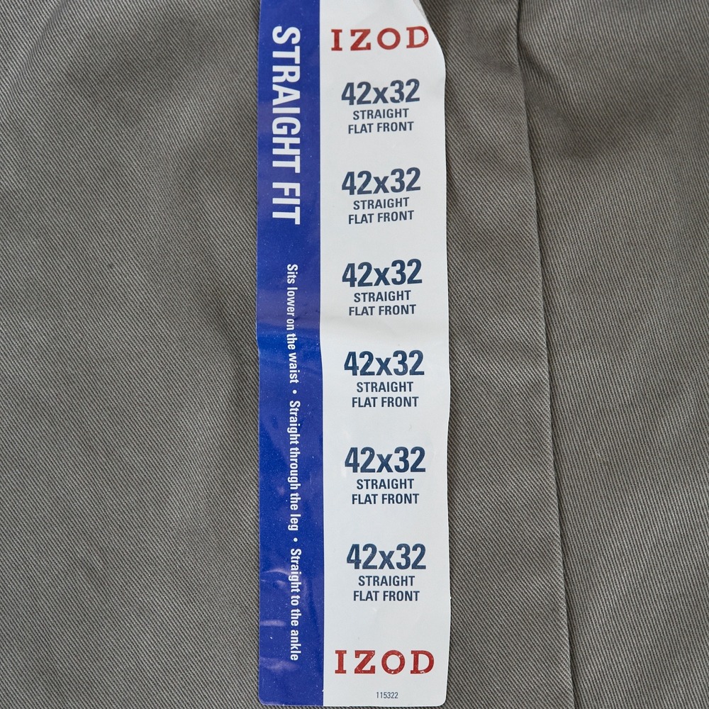 IZOD Performance Stretch Pants Mens 42x32 Grey Straight Smoked Pearl - Picture 7 of 15